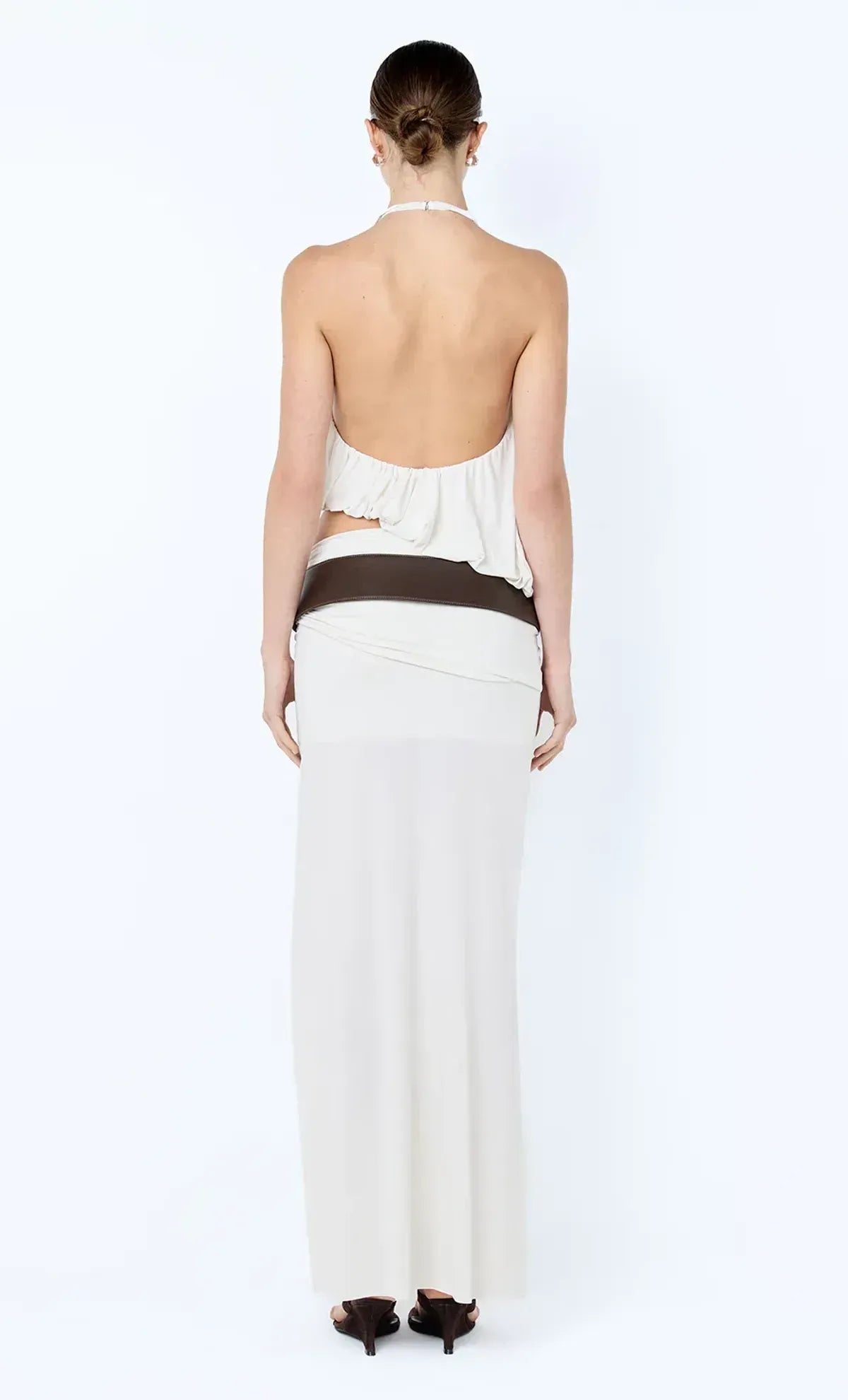 Halter Cut-Out Ruched Gown