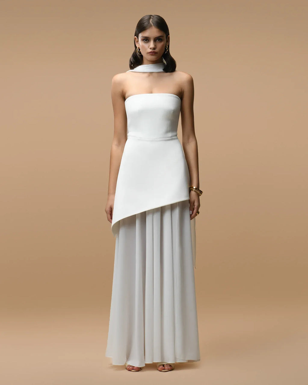 Open-Back Halter Column Gown