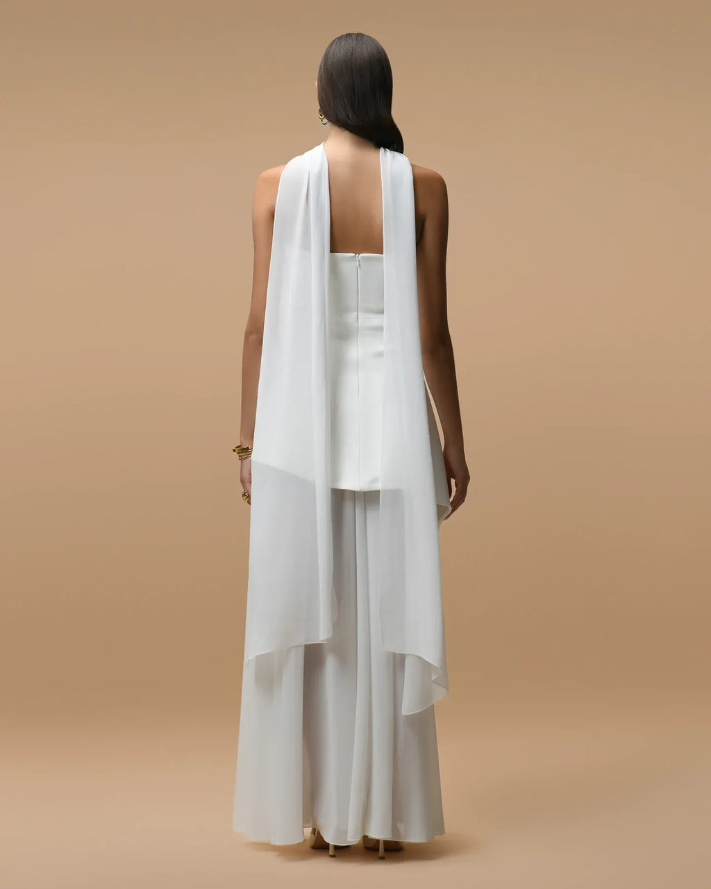 Open-Back Halter Column Gown