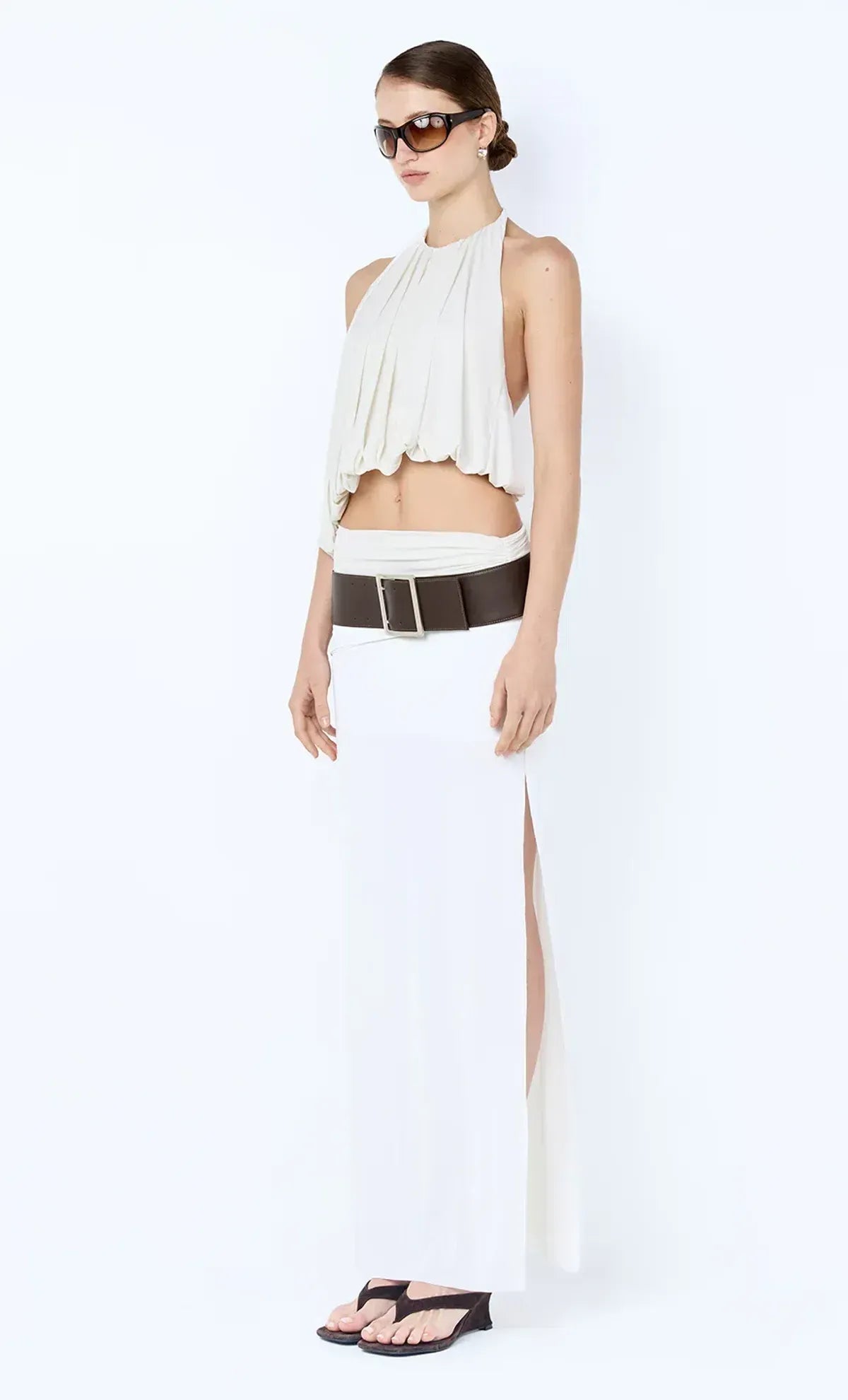 Halter Cut-Out Ruched Gown