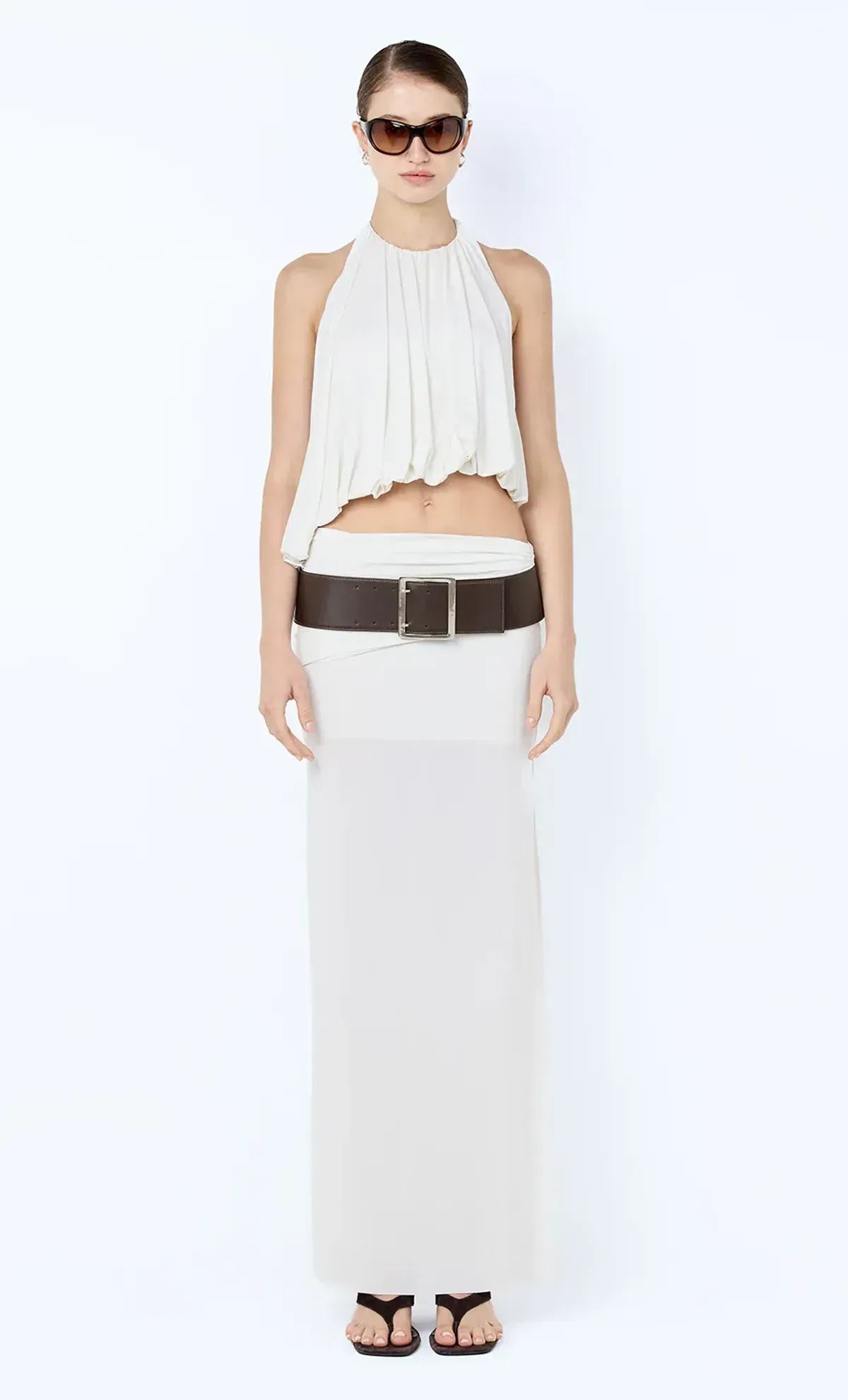Halter Cut-Out Ruched Gown