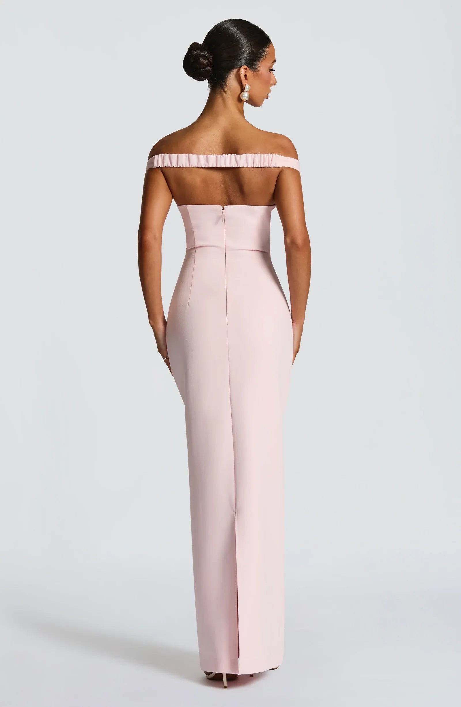 Draped Scarf Off-Shoulder Gown