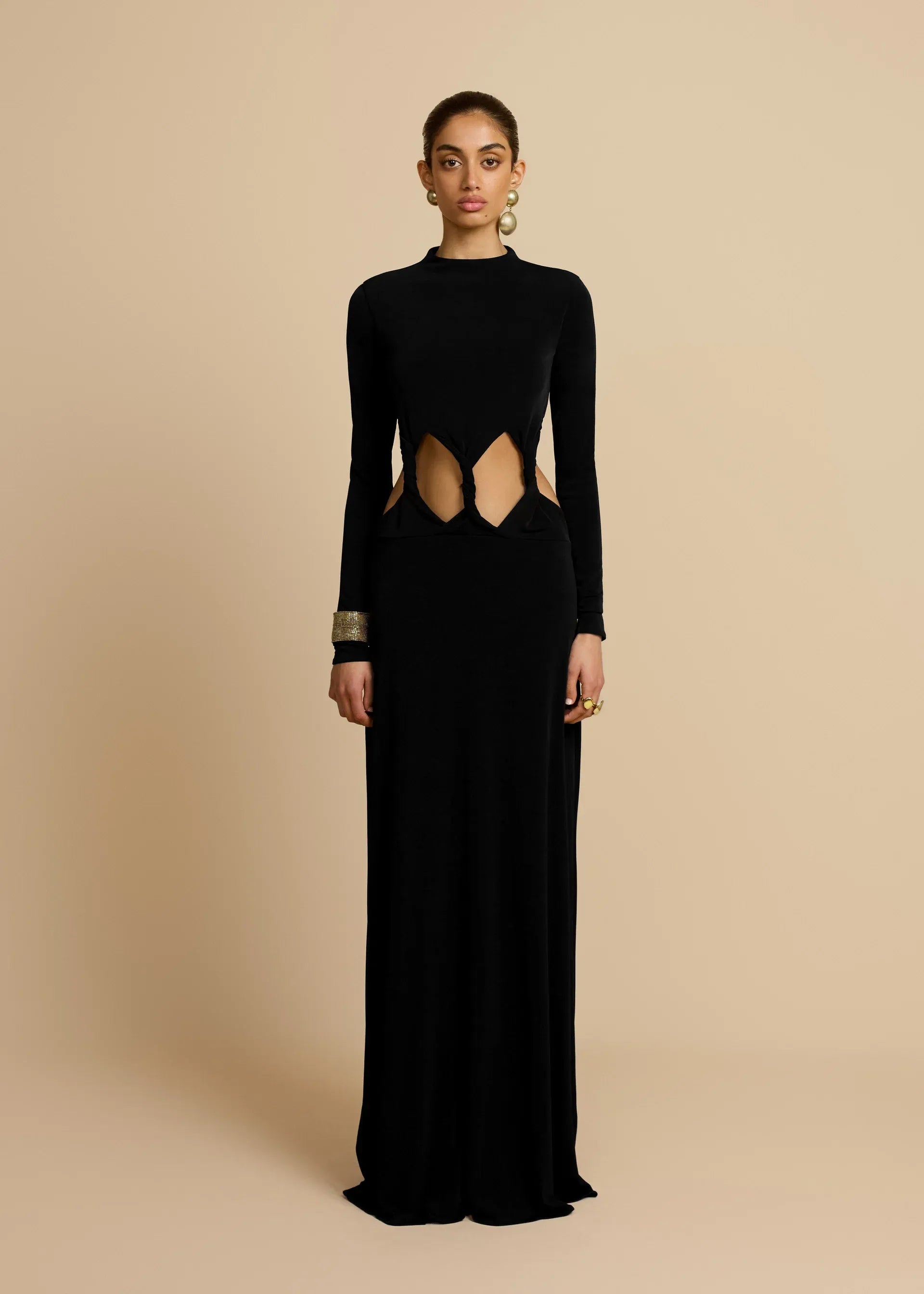 Asymmetric Ruched Cut-Out Midi