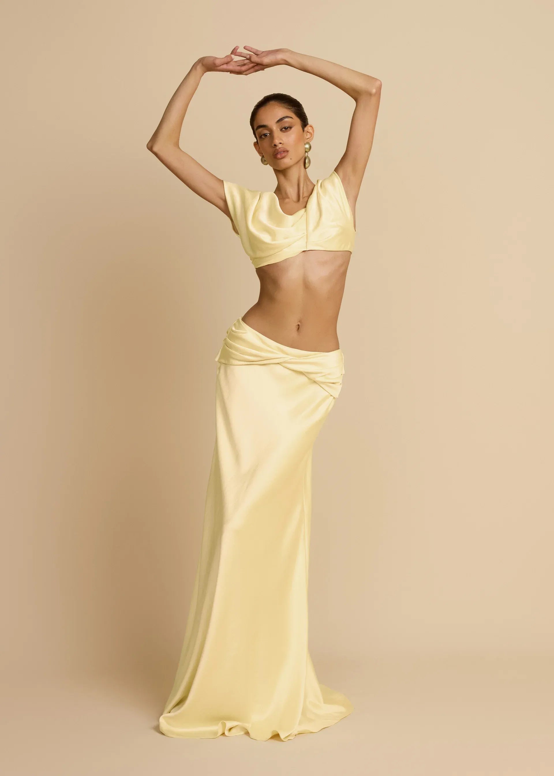 Satin Cowl Maxi Set