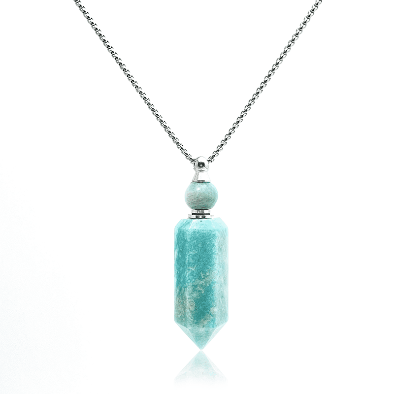 Aquamarine Six-column Perfume Bottle Necklace