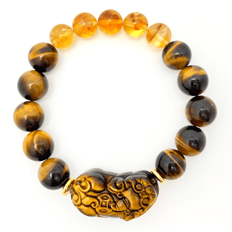 Tiger Eye Pixiu Wealth and Luck Bracelet